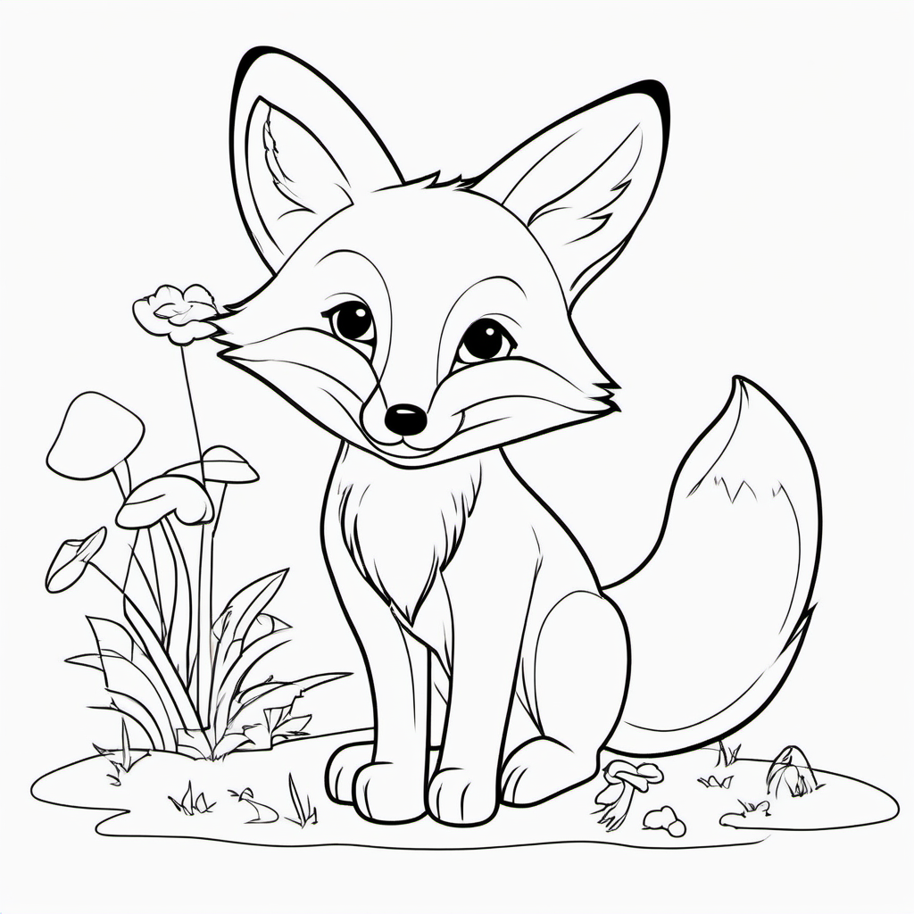 Easy Woodland Baby Fox Coloring Page For Toddlers
