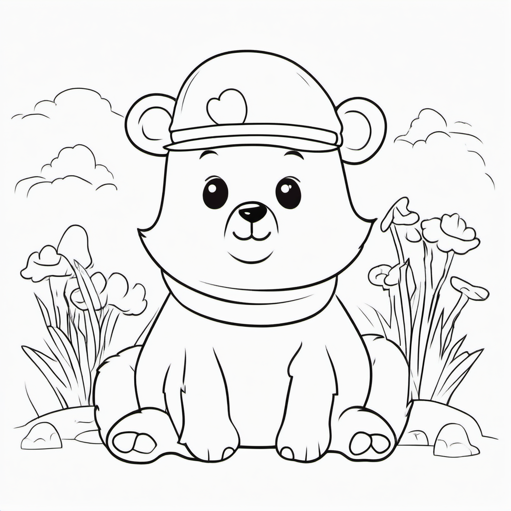 Easy Woodland Bear Coloring Page For Toddlers