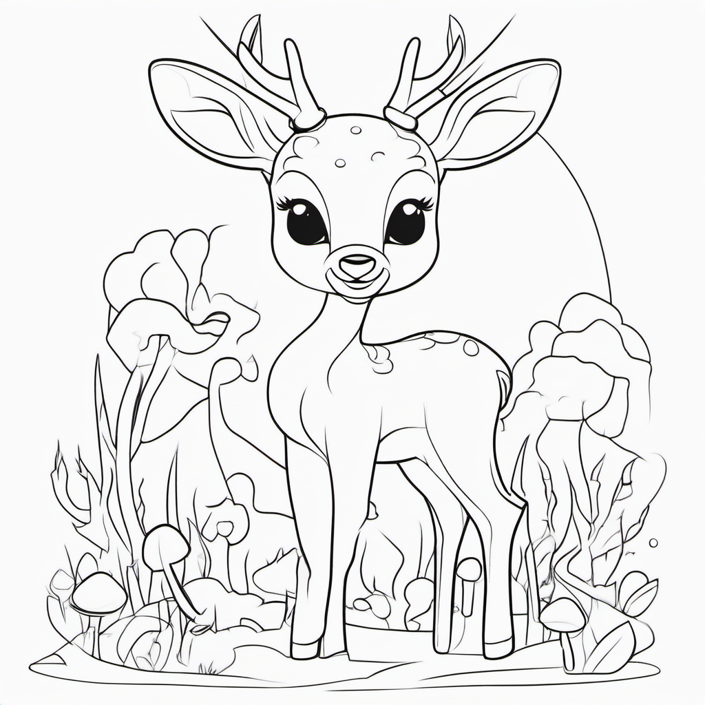 Easy Woodland Deer Coloring Page For Toddlers